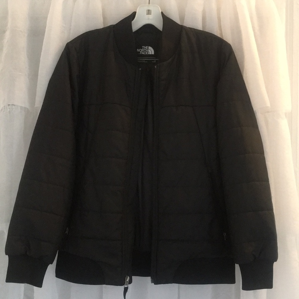 Boys large Northface Black Quilted Bomber Jacket